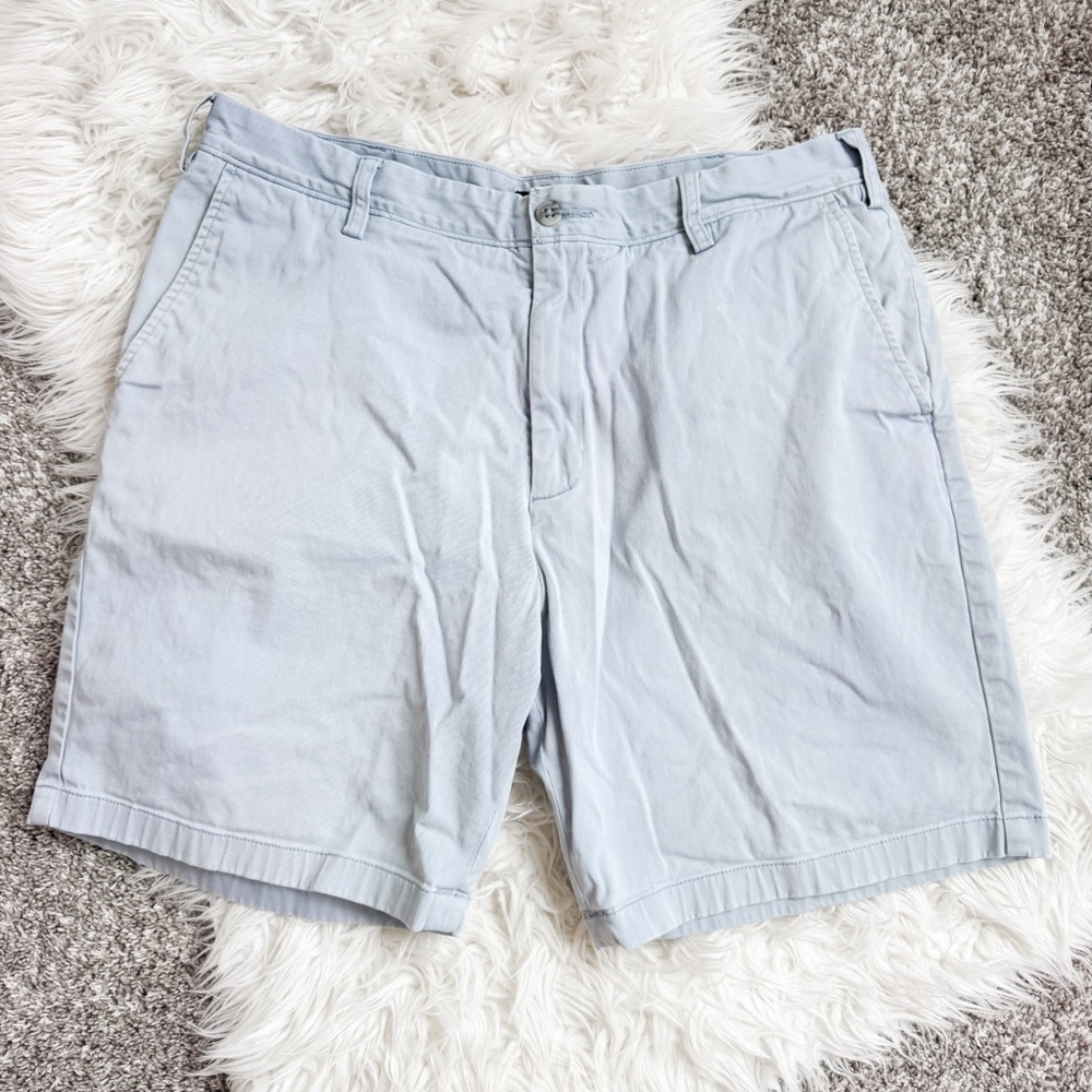 Nautica Men’s Flat Front Cotton Shorts Blue Gray 36W Classic Fit